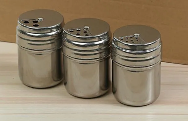 Nytt rostfritt stål Spice Shaker Tools Jar Sugar Salt Pepper Herbs Toothpick BBQ Spice Storage Bottle KD19882431