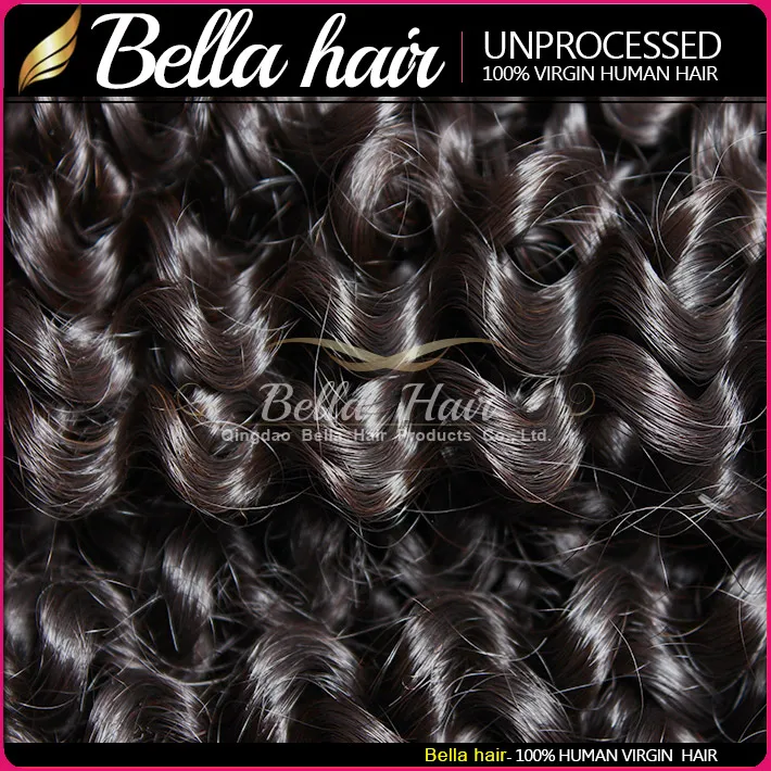 Wholesale 10-24inch Hair Weave Unprocessed Hair Bundles Natural Color Indian Curly Human Hair Weft Bella Hair