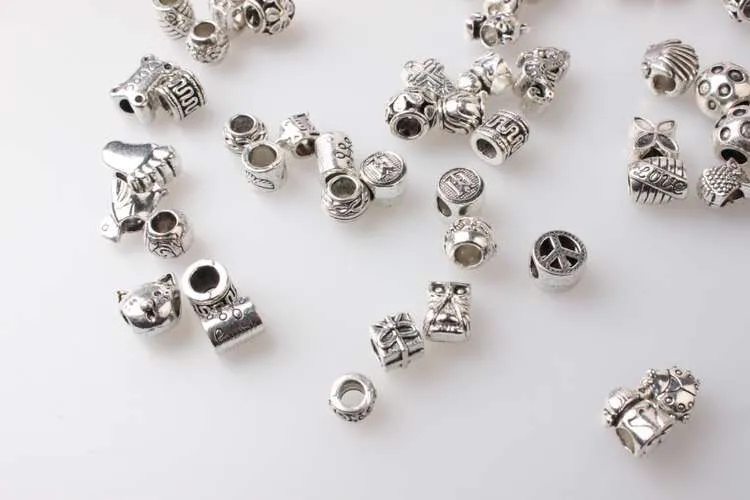 Mélange de bijoux à la mode, 29 styles, perles amples à grand trou, breloque pour Bracelet européen, collier, bijoux à bricoler soi-même, 8212979