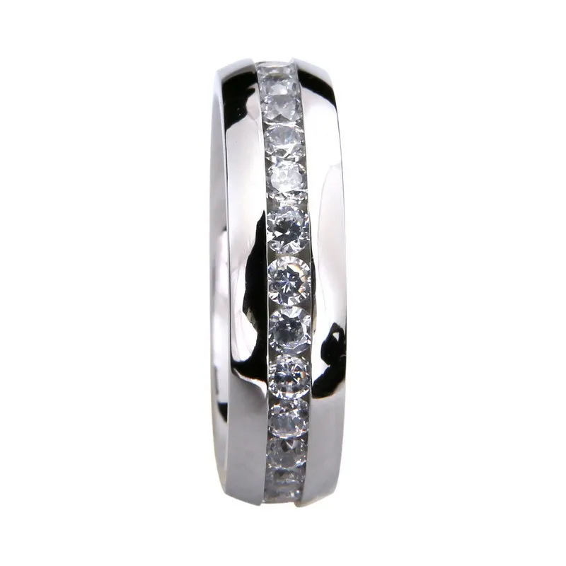 6mm 316L roestvrij staal kristal verzilverd band ringen voor vrouwen mannen bruiloft verjaardag decor sieraden