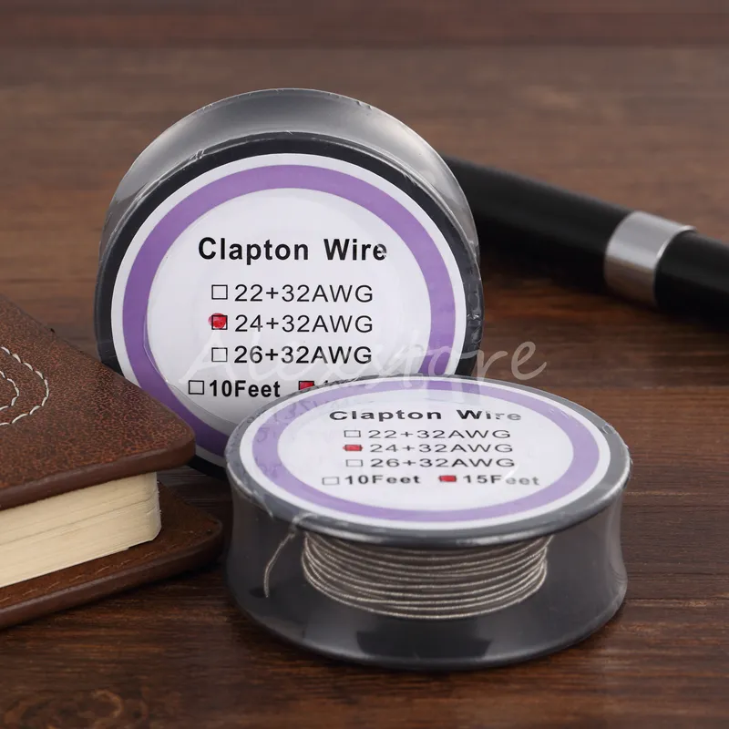 100 шт. новейшие провода с сопротивлением провода Clapton 15 футов 22 + 32 24 + 32 26 + 32 Awg, катушка катушки испарителя с одинарной упаковкой для Rda DHL