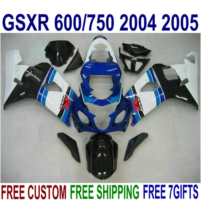 ZXMT Painted Glossy Black ABS Fairing Kit For Suzuki GSXR600/750 2004-2005 – 11-Piece Set W/ Tank Cover