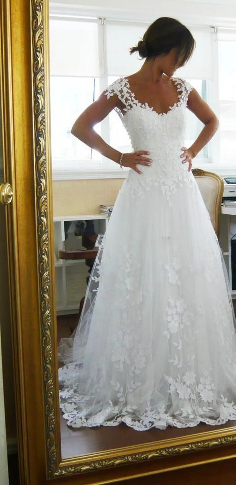 Vintage pure a-lijn trouwjurken goedkope bruidsjurk jurken voor tuin strand bruid hoge kwaliteit kant v-hals op maat 183