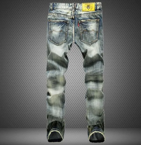 Hole Distrress Jeans Famous Mens Long Straight Fit Jeans Casual Denim ...