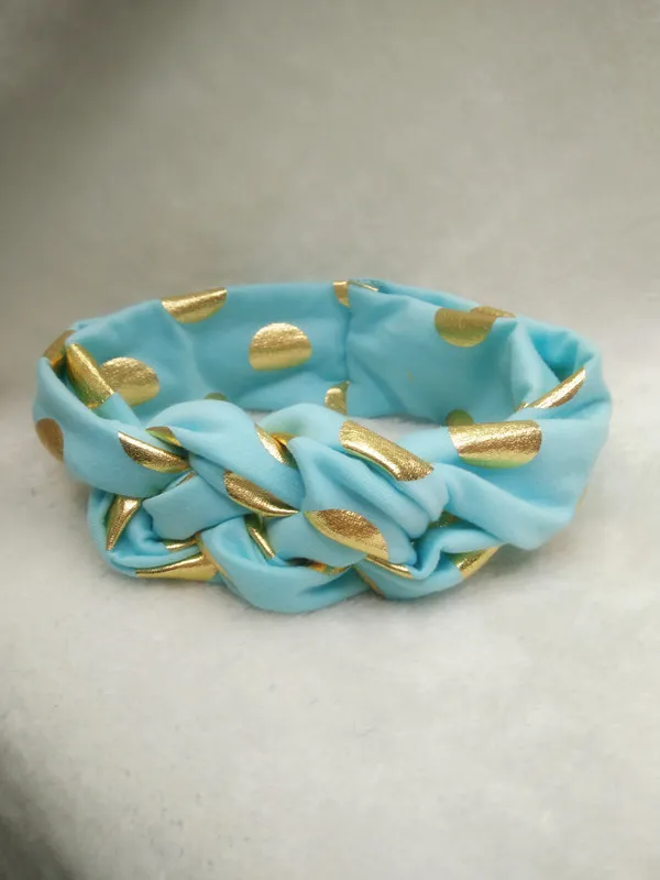 baby celtic Cross knot Wave point turban headband cotton twisted head wraps girl cute Twist Knotted Hot stamping golden Wave dot FD6580