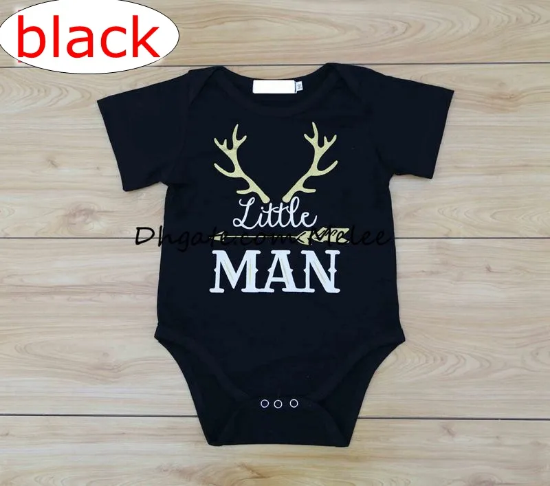 "Little Man" Brief Drucken Ins Kids Black Strampler Baby Infant Jungen Mädchen Hirsch Bodysuit Strampler Overall Outfits Weihnachten Baby Cartoon Strampler