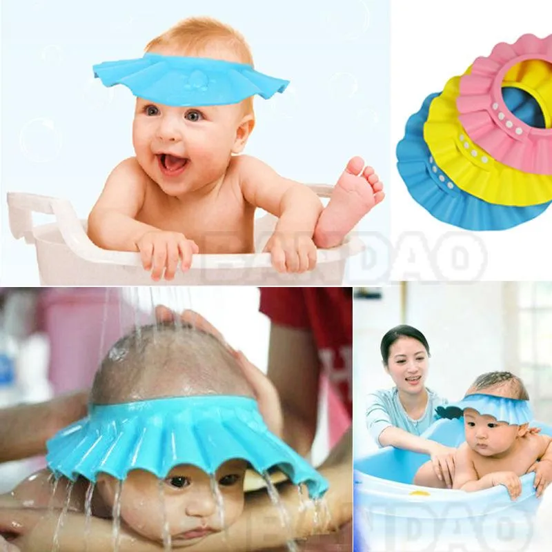 Cuffia da doccia regolabile per proteggere lo shampoo per la salute del bambino Cappucci impermeabili per il bagno da bagno cappello bambino capretto bambini Lavare il cappello con scudo per capelli Spedizione gratuita