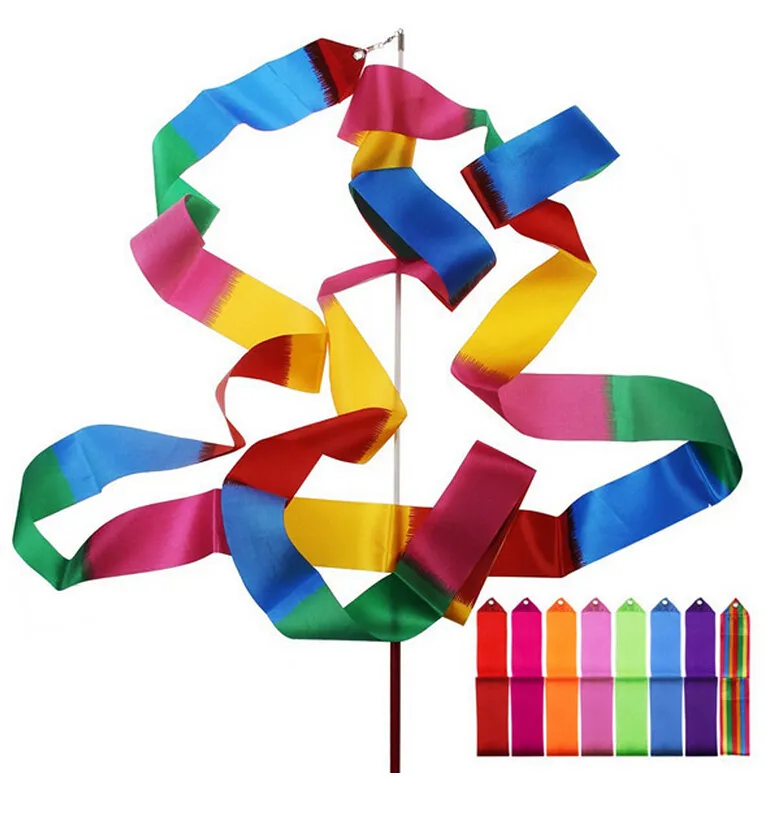 Colorful Fitness ribbons Dance Ribbon Gym Rhythmic Gymnastics Art Gymnastic Ballet Streamer Twirling Rod gift 7803432