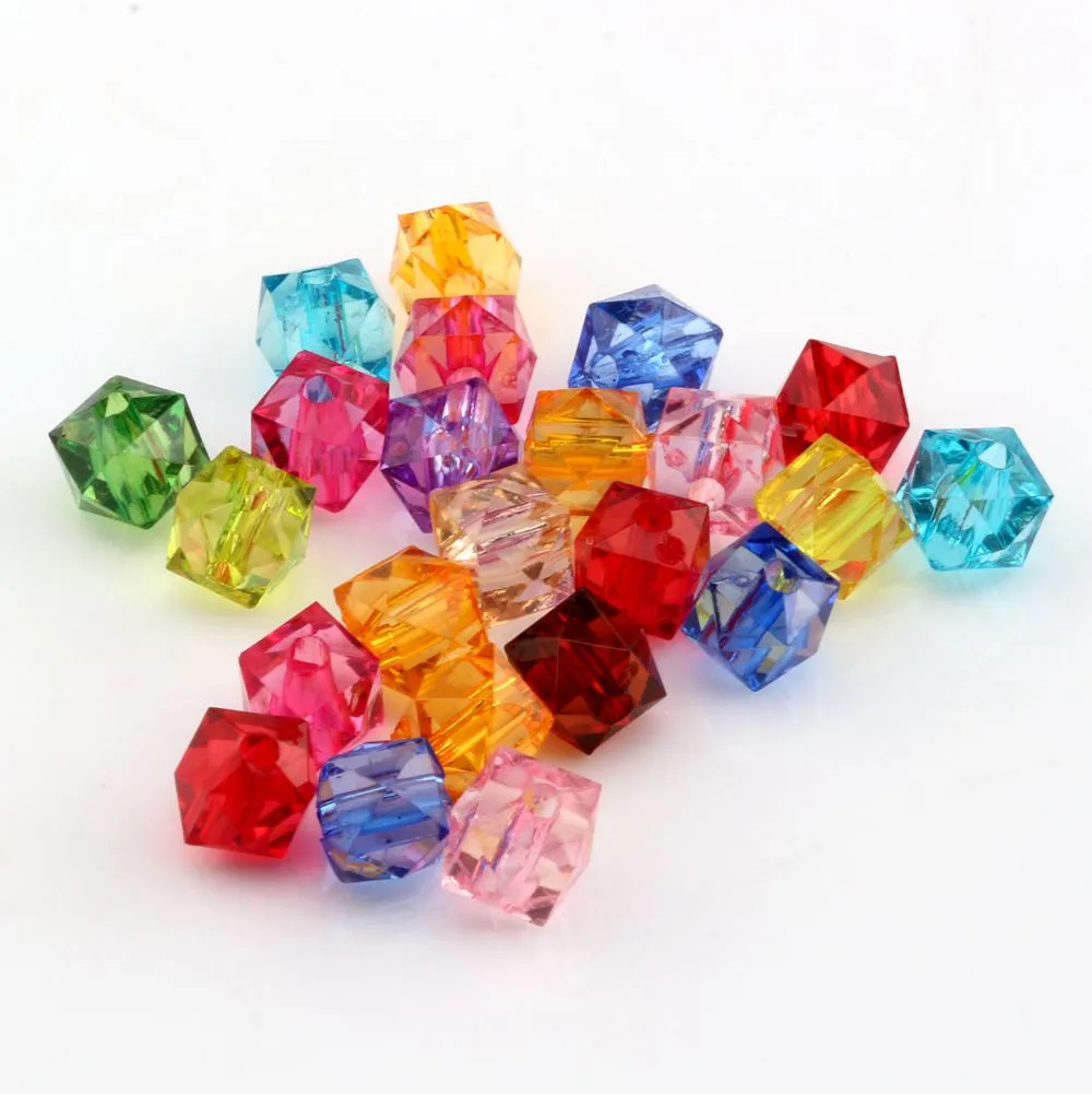 Mix Farbe Acryl Transparent Facettierte Quadrat Spacer perlen 7MM Für Schmuck Machen Armband Halskette DIY Zubehör 5828657