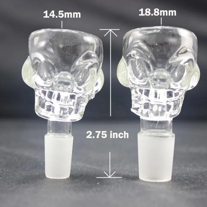 Colorful Skull Design Glass Bowl 14.5mm&18.8mm Four colors 7mm thickness for smoking pipe bong mini oil rig percolators bubbler free shippin