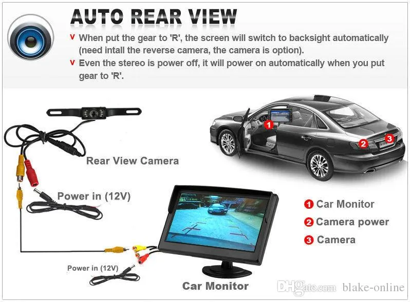 HD 7 인치 자동차 후면보기 카메라 미러 모니터 TFT LCD 화면 IR Nighvision LED 백업 카메라