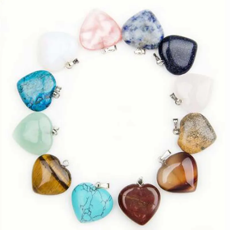 Gemma d'amore a forma di cuore naturale Pendenti misti in pietra Perline sciolte per bracciali e ciondoli per collana Gioielli fai-da-te