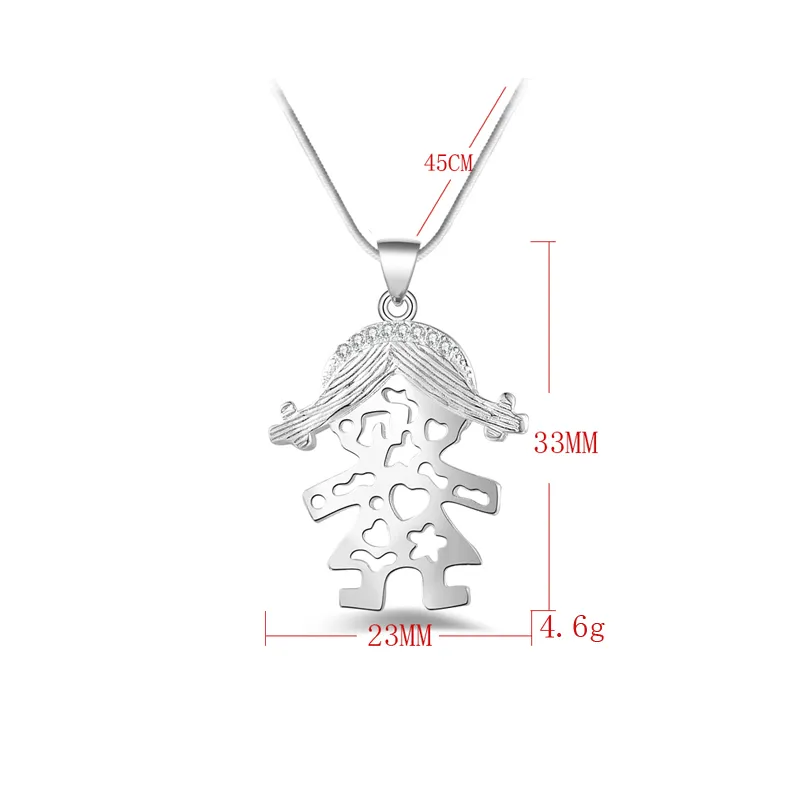 Gratis frakt Fashion High Quality 925 Silver Lori Doll with Diamond Jewelry 925 Silver Necklace Valentine's Day Holiday Gifts Hot 1616