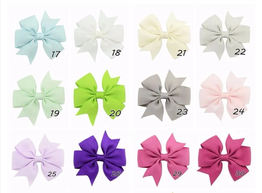 Fashion 3 Inch Cute Boutique Hair Pin Grosgrain Ribbon Bows Hairpins Little Girl Bows Hair Clips Kids Headwear Accessories New 40 4497991