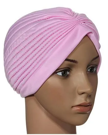 신축성있는 Turban 헤드 랩 밴드 수면 모자 Chemo Bandana Hijab Pleated Cap 큰 새틴 보닛 터번