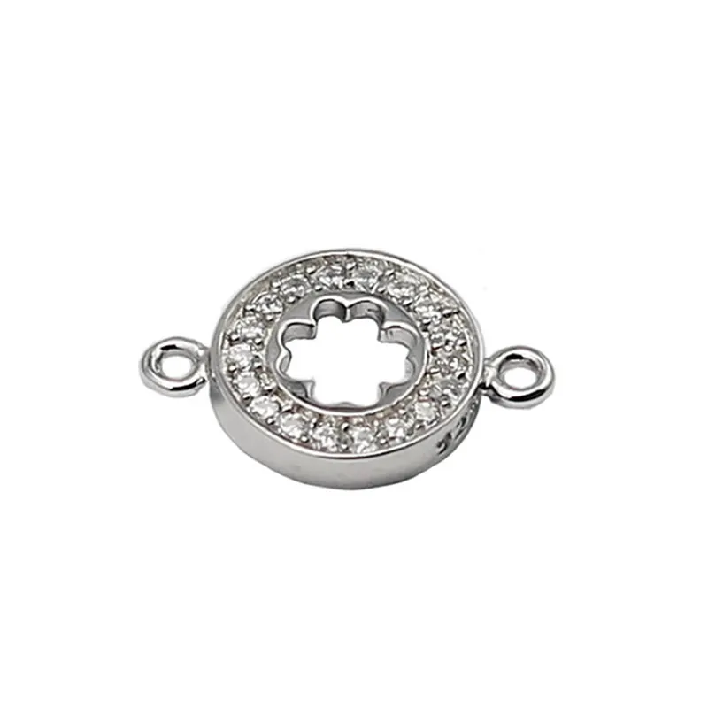 Beadsnice ID 21422 jewelry connector for bracelet making 925 sterling silver diy jewelry four-leaf clover connectors micro pave rhinestone