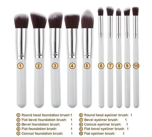 10pcs Makeup Brushes 10pcs Professional Cosmetic Brush Kit Nylon Hair Wood Handle Eyeshadow Foundation Tools