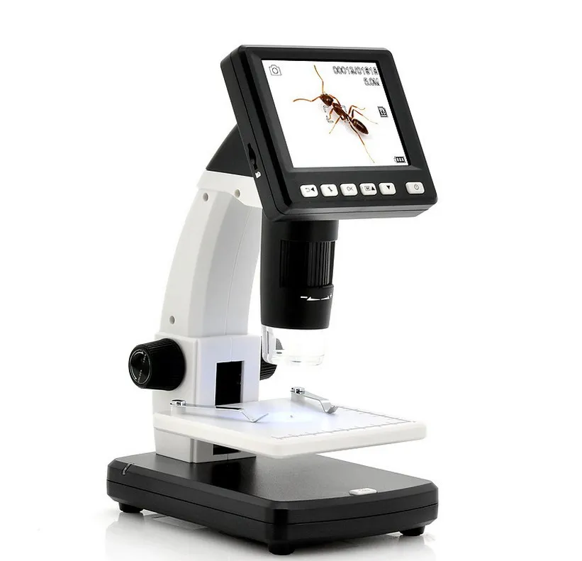 Freeshipping LCD Digital Microscope Desktop USB HD Electron Mikroskop med skärm 3.5-tums skärm USB / AV Multi 500X