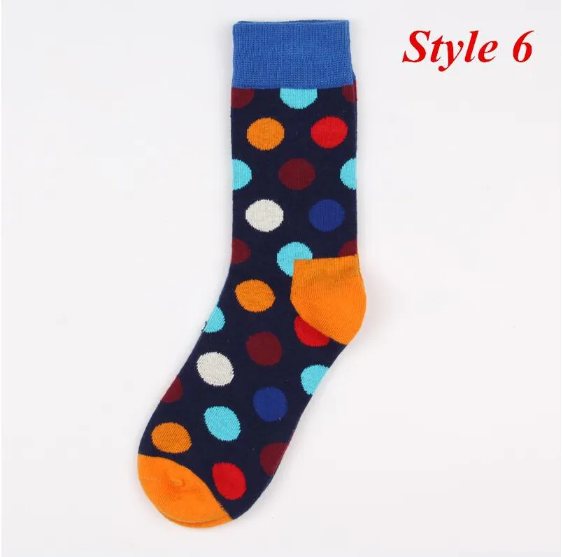 Носки Happy, модные мужские носки высокого качества в горошек, мужские повседневные хлопковые носки, цветные носки, 8 цветов, 24 шт., 12 пар241b