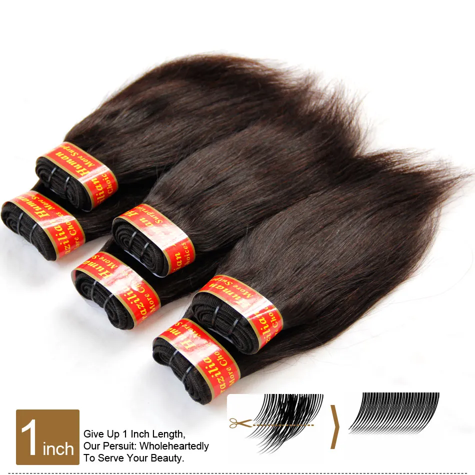 Kort 100% Remy Human Hair Weave Bundlar Brasilianska Peruanska Malaysiska Indiska Kambodjanska Virgin Hair Straight Obehandlat 6A 4/5/6/7 / 