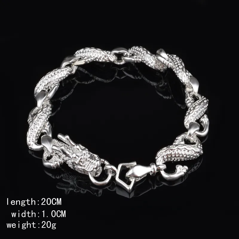 Livraison gratuite avec numéro de suivi Top vente 925 Bracelet en argent petit Dragon blanc bracelet bijoux en argent 10 pièces1530