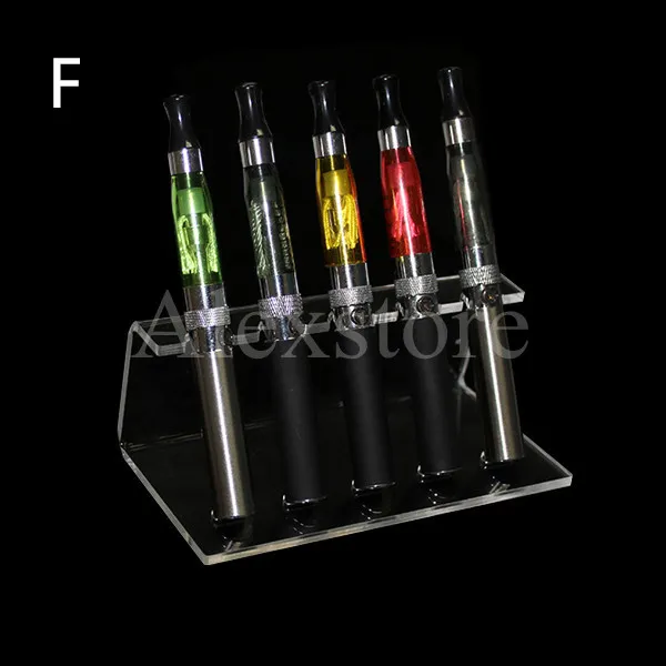 Blandade stilar akryl e cig display clear stativ hylla hållare bas rack box show fodral för mini batteri atomizer ego 510 dropptips