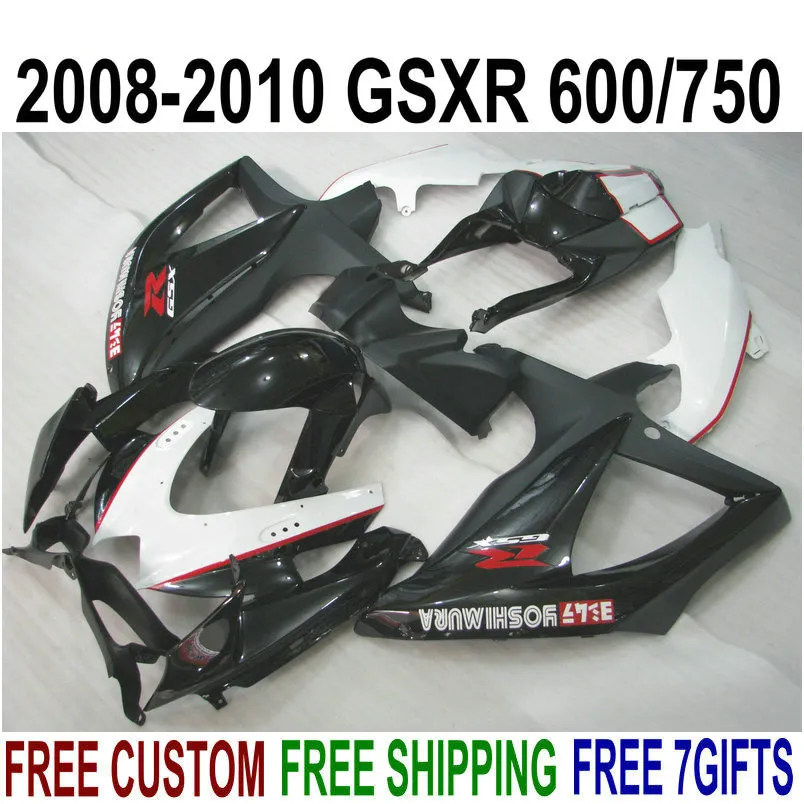 ABS fairing kit for SUZUKI GSX-R750 GSX-R600 2008 2009 2010 K8 K9 white black fairings set GSXR 600 750 08-10 TA17