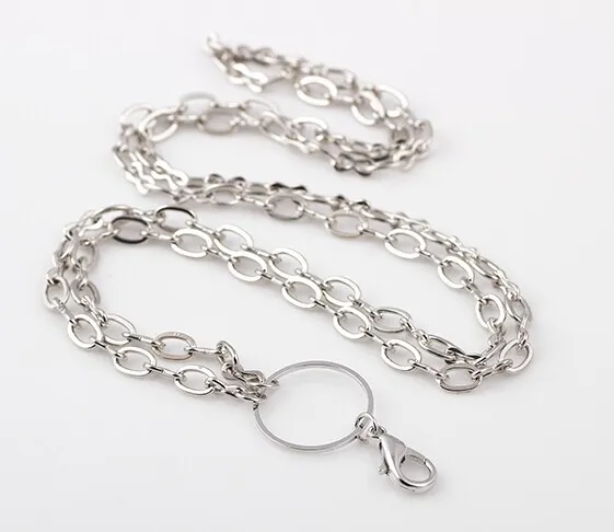 DIY Alloy Rolo Link Chain Floating Necklace Fit For Magnetic Glass Living Charms Locket Jewelrys