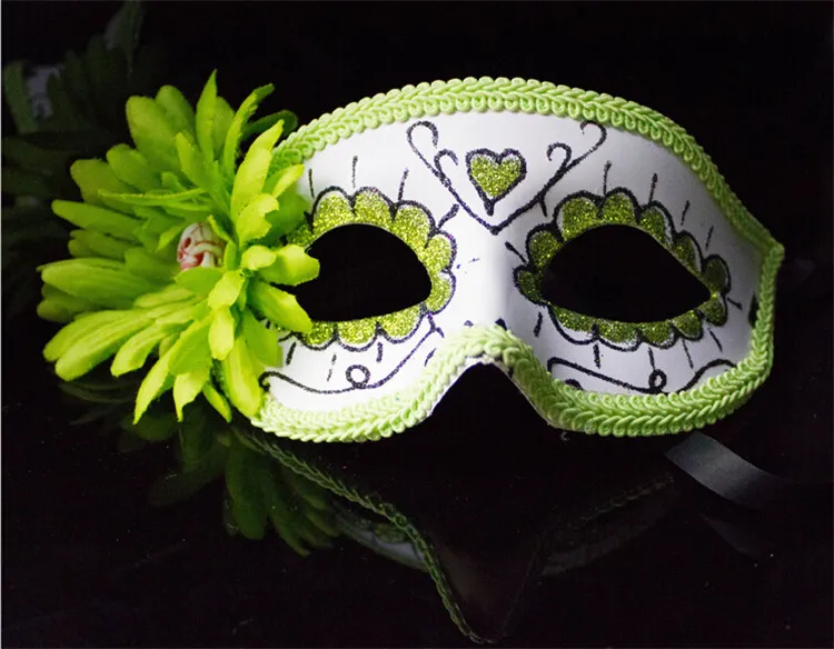 2015 novo dia das bruxas adereços laterais flores máscara mix masquerade bola passarela vestido de princesa trouxe flores máscaras de festa máscaras meia face
