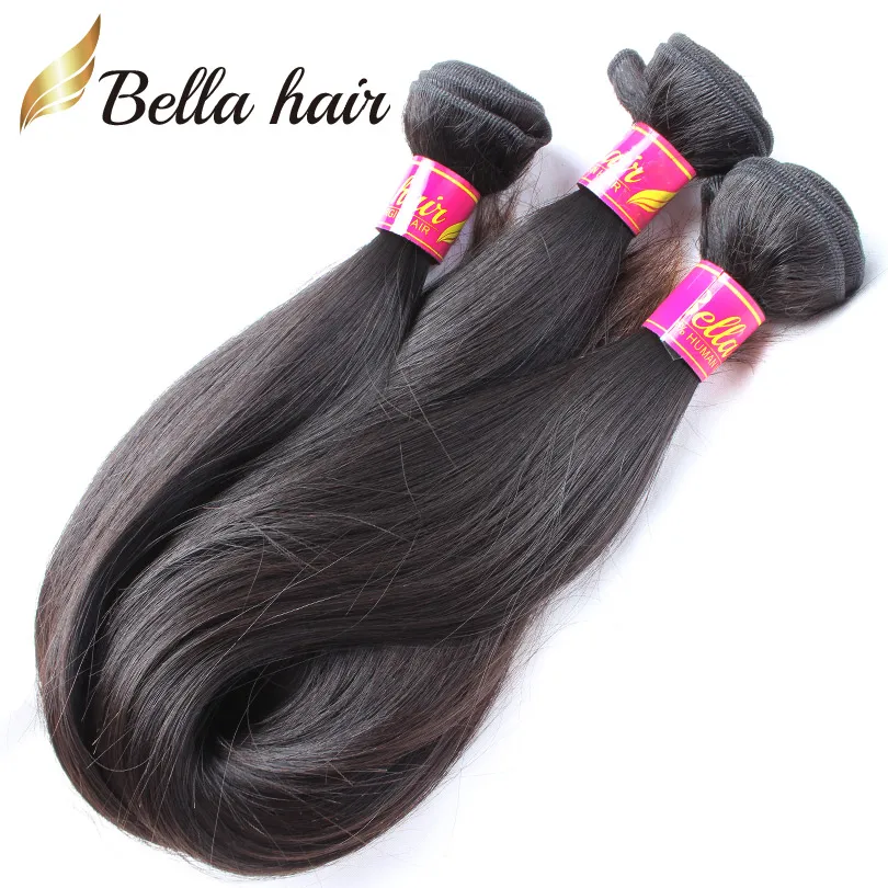 BellaHair®8A Soft Smooth Mongolian Virgin Hair 3Bundles Remy Weaves Natural Black Color Unprocessed DHL