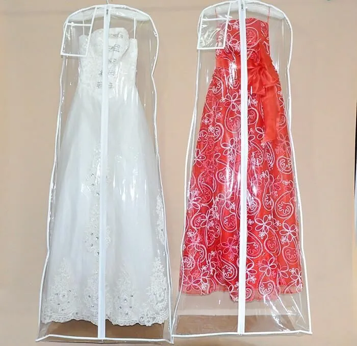ウェディングドレスのための透明なポリ塩化ビニールのダストバッグプロムのイブニングパーティーガウンバッグ160 * 58 cmの結婚式のアクセサリー衣服カバー旅行の貯蔵の塵カバー