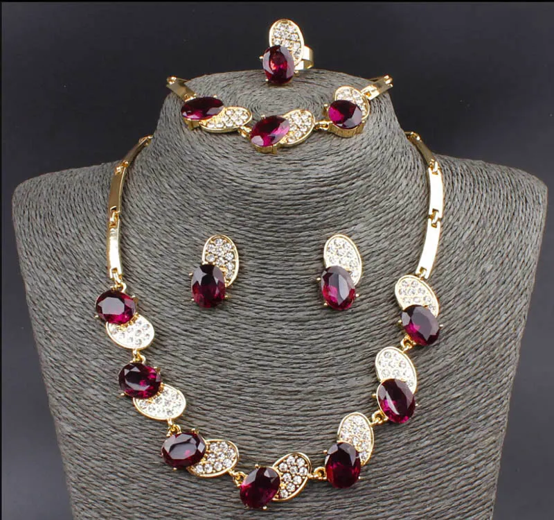 Nova moda forma de abelha 18k banhado a ouro cristal austríaco colar pulseira anel brincos conjunto de jóias para casamento feminino set258j