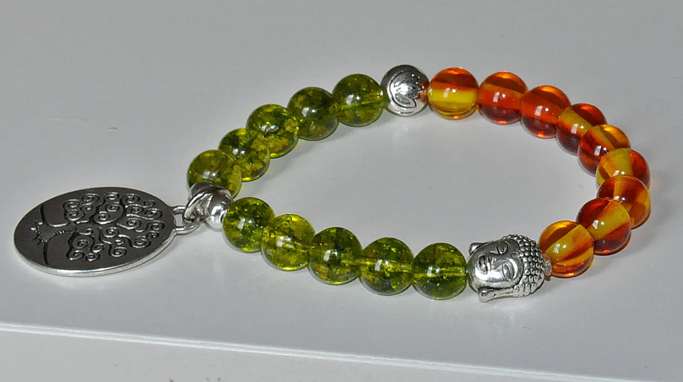 SN0217 pulsera de peridoto Hombres pulsera de buda árbol de la vida pulsera de ámbar curación yoga mala pulsera2677