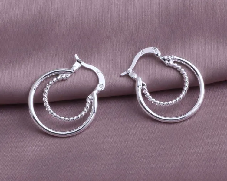 Mode bijoux fabricant beaucoup de boucles d'oreilles rondes lisses 925 Bijoux de bijoux en argent sterling