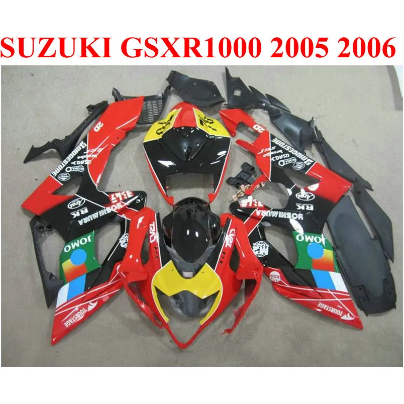 Lägsta pris Fairings Set för Suzuki 2005 2006 GSXR1000 K5 K6 Green Red Jomo GSX-R1000 05 06 GSXR 1000 Fairing Kit TF99