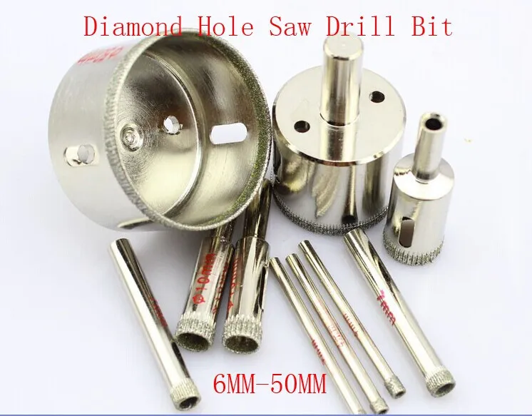 15pcs 6mm-50mm Assorties Diamant Enduit Trou Scie Foret Set Kit Cutter pour une utilisation dans le trou de forage sur le verre, les carreaux de marbre ou le granit