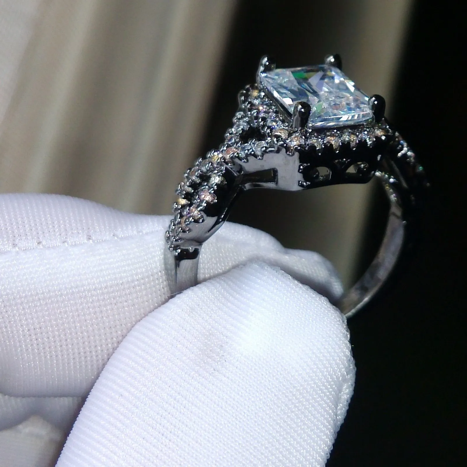 Vintage Princess 10kt Black Gold Filled White Topaz &... From ...