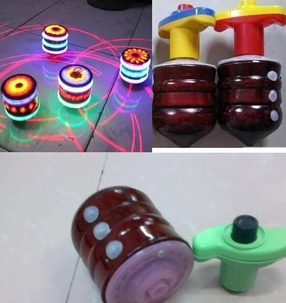 LED Flash Wood Gyro Music Light-Emitting Toy Spinning Top Peg-Top För Baby Novelty Classic Toy Kids Leksaker Gåvor Drop Shipping