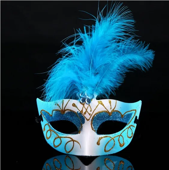 100st Halloween Julkostymer Kvinnor Färgglada fjädrar Mask Masquerade Party Dance Face Mask för kvinnor