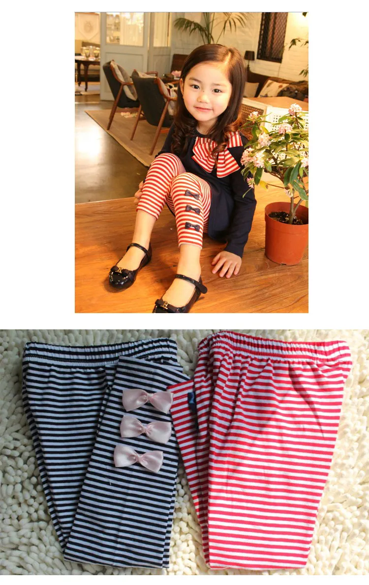 Barnflickor Outfits Set Långärmad Blusskjorta + Striped Pants Baby Girl's Suit Kids Fashion Sets Vår Höstkläder C-6