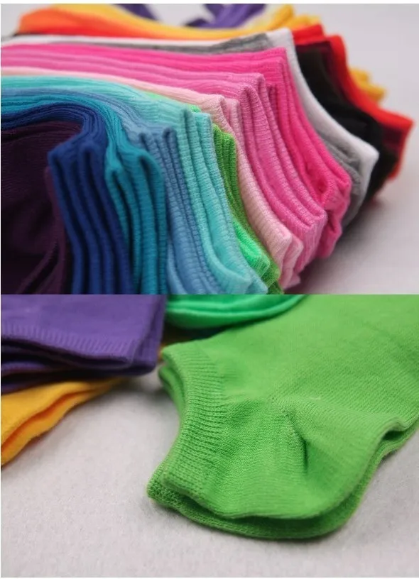 Rainbow Colors Cotton Ship Meias Curtas Para Menina Invisível Meias Meias Tornozelo Fino Atacado 50 pares / lote Frete Grátis