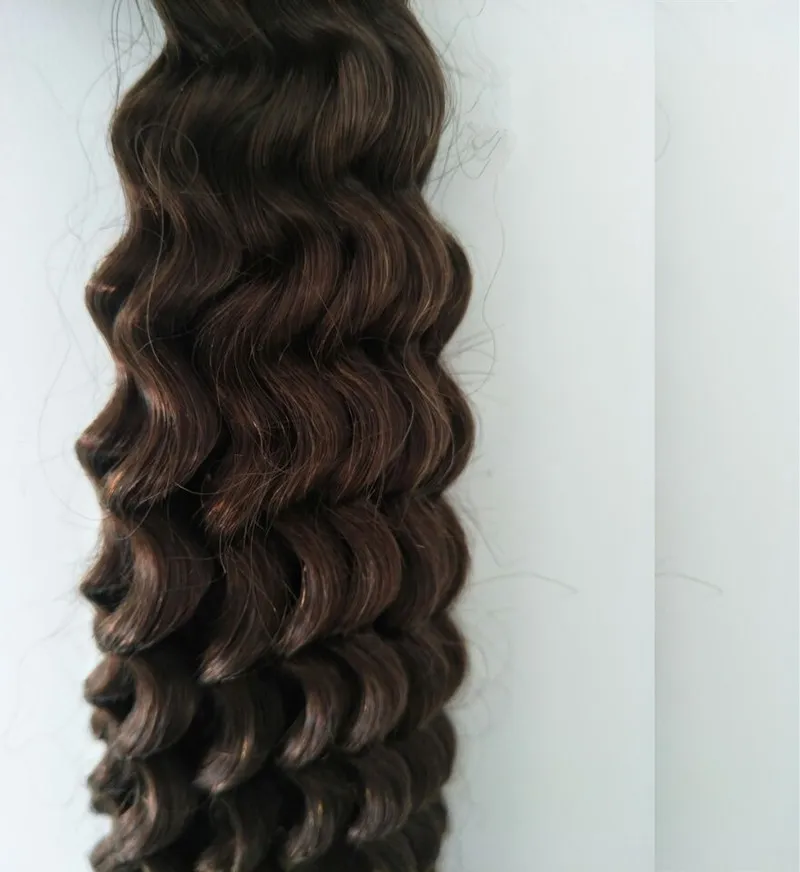 Super qualidade em massa 100 cabelo virgem humano brasileiro cabelo encaracolado profundo cor marrom escuro 100g por peça