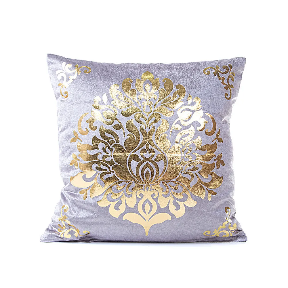 Cushion Cover Floral Gold Velvet Luxury Pillow Case for Sofa Bed Vintage Pillow Covers Soft Home Decor 18*18