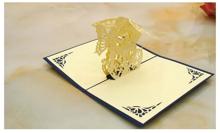 Biglietti d'auguri 3D Kiss Carta fatta a mano Regalo romantico creativo San Valentino Inviti di nozze Forniture feste festive
