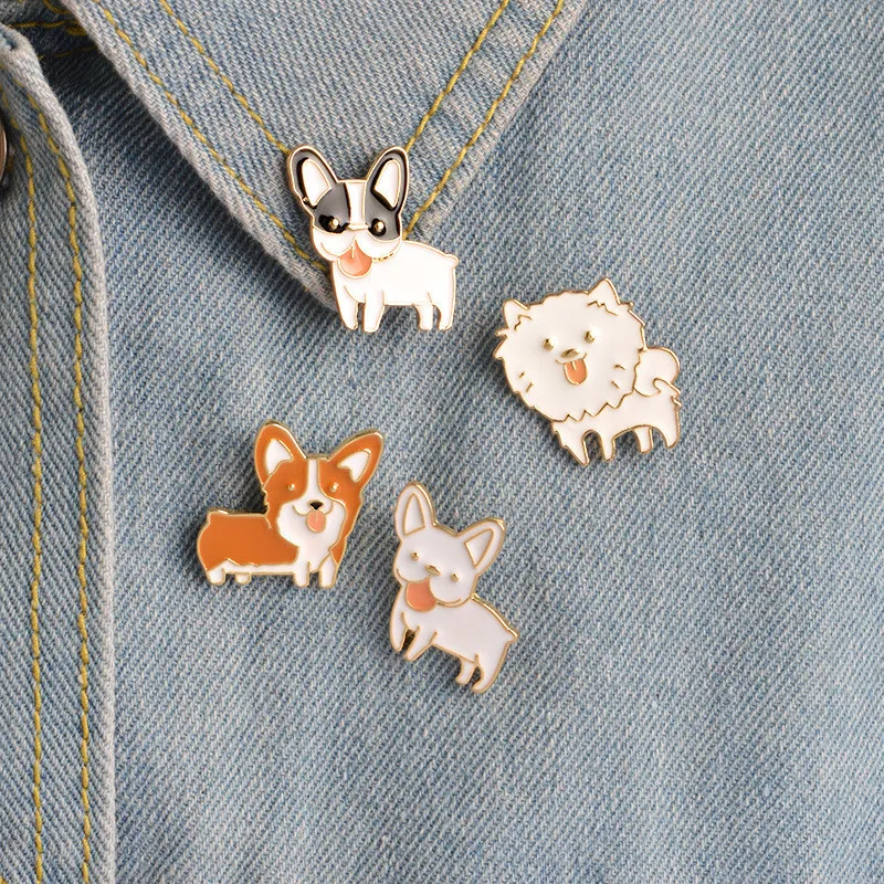 Poodle Pomeranian Corgi Bulldogs Broches de Cão Esmalte Duro Pin Lapela Pin Emblema Presente Para Os Amantes do Cão