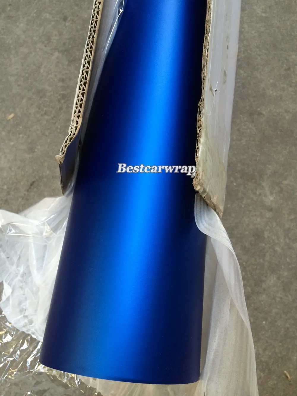 ساتين Chrome Blue Car Wrap With Air Film Matte Chrome Blue للاشمئزاز الملتوية ملصقات سيارة Size1.52x20m/Roll 5ftx66ft