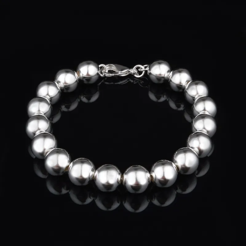 Avec numéro de suivi Top 925 Bracelet en argent 10M perles creuses Bracelet bijoux en argent 20 pièces pas cher 1559247g