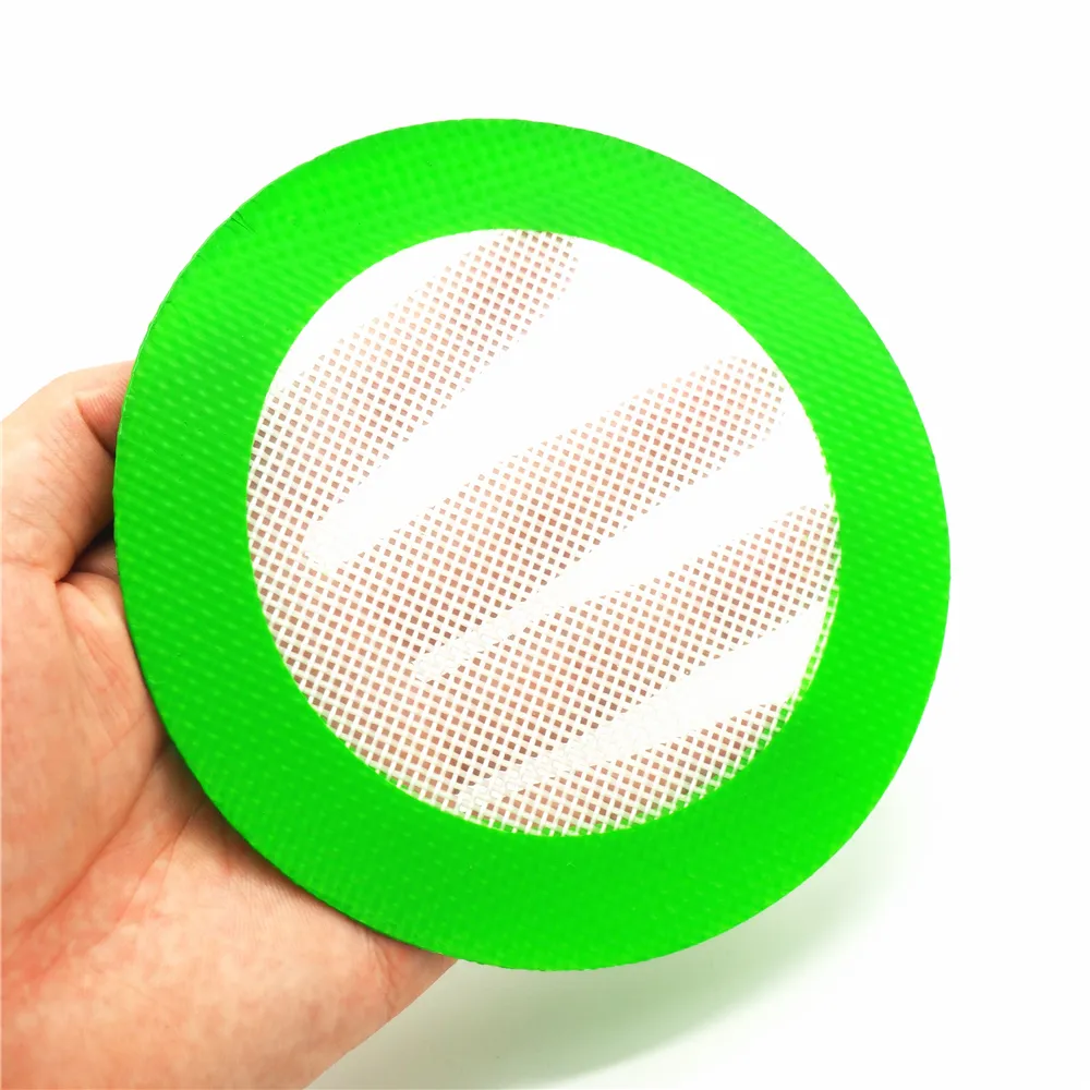 Matkvalitet Silikon Non-stick Oil och Concentrate Pad Backing Mat Round Dabber Sheet Green 5 '' Wholesale