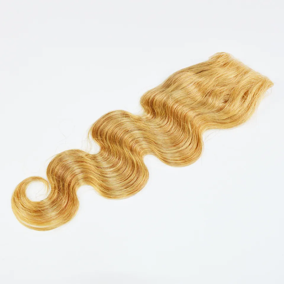 27# Honey Blonde 4X4 Body Wave Lace Closure 100% Human Hair With Baby Hair