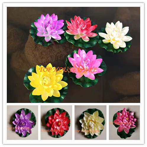 Fleur de lotus artificielle 18cm, 30 pièces, nénuphar, aquarium de mariage, caractéristiques de décoration